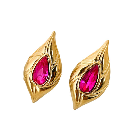 Wholesale Women's Stainless Steel Sweet Fashion Geometric Exaggerated Exquisite Oil Drop Flower Earrings With Electroplating