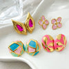 Wholesale Women's Stainless Steel Sweet Fashion Geometric Exaggerated Exquisite Oil Drop Flower Earrings With Electroplating