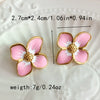 Wholesale Women's Stainless Steel Sweet Fashion Geometric Exaggerated Exquisite Oil Drop Flower Earrings With Electroplating