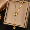 Wholesale Women's Stainless Steel Tassel Clavicle Chain With 26 Letter Design And Electroplating Treatment
