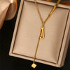 Wholesale Women's Stainless Steel Tassel Clavicle Chain With 26 Letter Design And Electroplating Treatment
