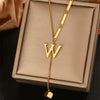 Wholesale Women's Stainless Steel Tassel Clavicle Chain With 26 Letter Design And Electroplating Treatment