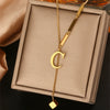 Wholesale Women's Stainless Steel Tassel Clavicle Chain With 26 Letter Design And Electroplating Treatment