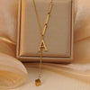 Wholesale Women's Stainless Steel Tassel Clavicle Chain With 26 Letter Design And Electroplating Treatment