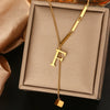 Wholesale Women's Stainless Steel Tassel Clavicle Chain With 26 Letter Design And Electroplating Treatment