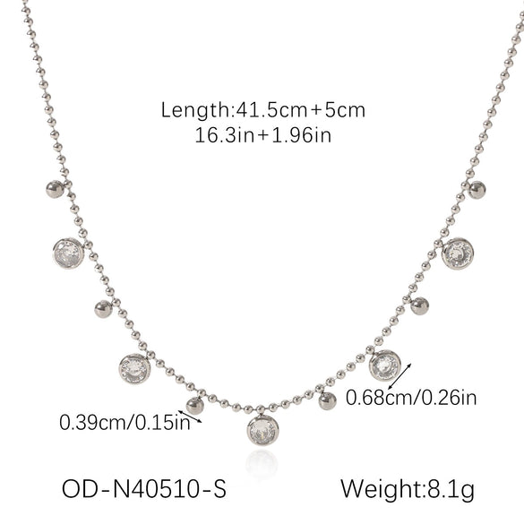 Wholesale Women's Stainless Steel Tassel Necklace With 18K Gold Ball Chain And Geometric Shape Pvd Vacuum Plating