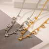 Wholesale Women's Stainless Steel Tassel Necklace With 18K Gold Ball Chain And Geometric Shape Pvd Vacuum Plating