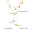 Wholesale Women's Stainless Steel Tassel Necklace With 18K Gold Ball Chain And Geometric Shape Pvd Vacuum Plating
