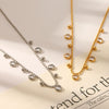 Wholesale Women's Stainless Steel Tassel Necklace With 18K Gold Ball Chain And Geometric Shape Pvd Vacuum Plating