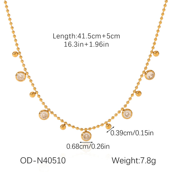 Wholesale Women's Stainless Steel Tassel Necklace With 18K Gold Ball Chain And Geometric Shape Pvd Vacuum Plating