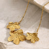 Wholesale Women's Stainless Steel Three Flowers Ochain Necklace With 18K Gold Electroplating
