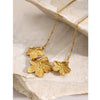 Wholesale Women's Stainless Steel Three Flowers Ochain Necklace With 18K Gold Electroplating