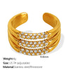 Wholesale Women's 316L Stainless Steel Threelayer Open Diamond Ring Electroplated Fashion Jewelry