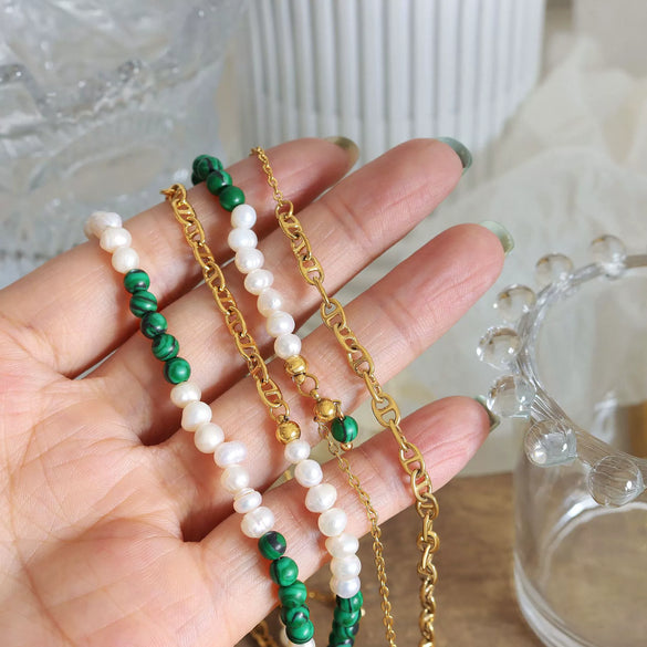 Wholesale Women's 316L Stainless Steel Turquoise Freshwater Pearl Tassel Jewelry With Electroplating
