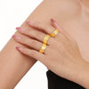 Wholesale Women's Stainless Steel Twist Woven Open Ring With Geometric Pattern 18K True Gold Plated