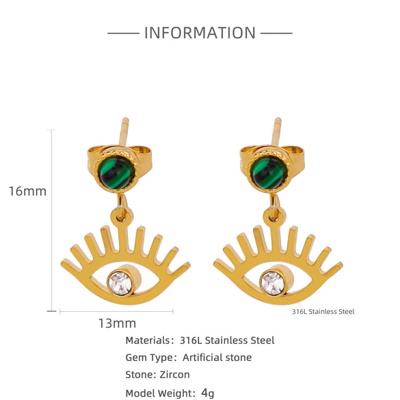 Wholesale Women's Stainless Steel Twisted Hollow Doublering Earrings With Flower And Geometric Patterns And Electroplating Treatment