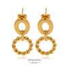 Wholesale Women's Stainless Steel Twisted Hollow Doublering Earrings With Flower And Geometric Patterns And Electroplating Treatment