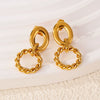 Wholesale Women's Stainless Steel Twisted Hollow Doublering Earrings With Flower And Geometric Patterns And Electroplating Treatment