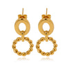 Wholesale Women's Stainless Steel Twisted Hollow Doublering Earrings With Flower And Geometric Patterns And Electroplating Treatment