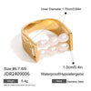 Wholesale Women's Stainless Steel U Shape Geometric Pearl Ring With Electroplating