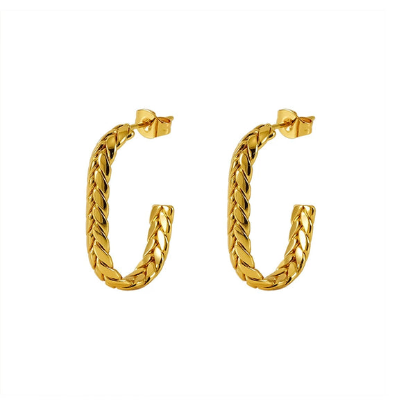 Wholesale Women's Stainless Steel U Shaped Geometric Earrings Electroplated With Gold