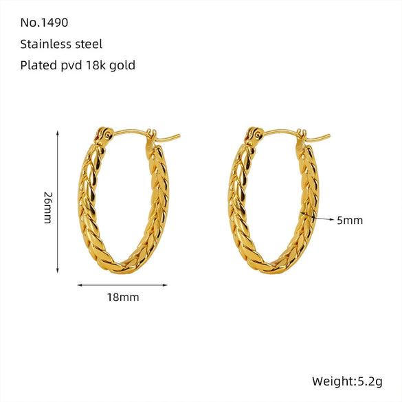 Wholesale Women's Stainless Steel U Shaped Geometric Earrings Electroplated With Gold