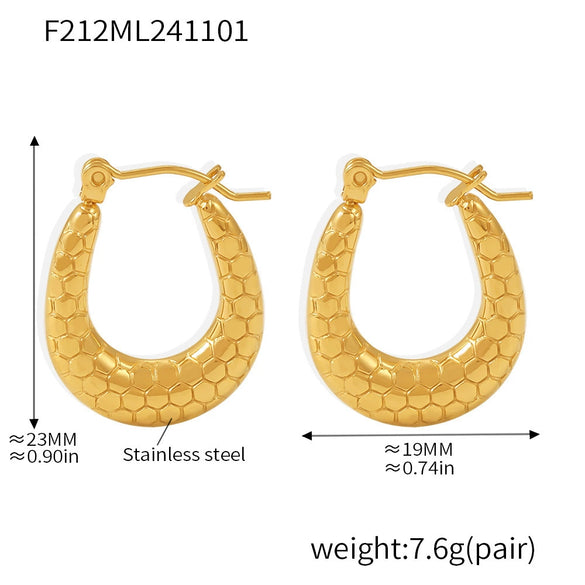 Wholesale Women's 316L Stainless Steel Ushape Geometric Earrings Electroplated With 18K Real Gold Color
