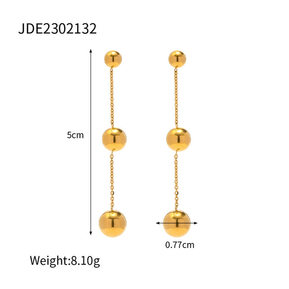 Wholesale Women's Stainless Steel Ushaped Bead Pendant Earrings With Electroplating