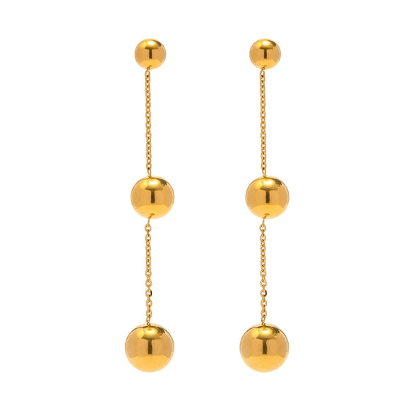 Wholesale Women's Stainless Steel Ushaped Bead Pendant Earrings With Electroplating