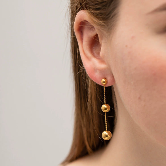 Wholesale Women's Stainless Steel Ushaped Bead Pendant Earrings With Electroplating