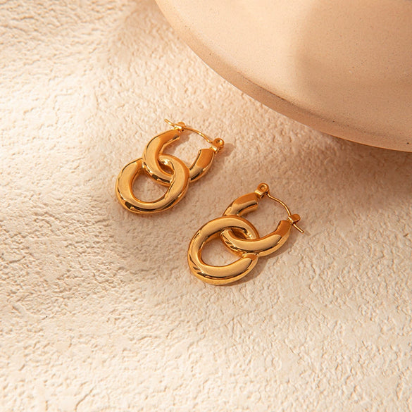 Wholesale Women's Stainless Steel Ushaped Fashion Light Luxury Acrylic Chain Ring Buckle Earrings With Electroplating