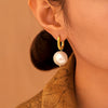 Wholesale Women's 316L Stainless Steel Ushaped Geometric Sweet Style Electroplated Pearl Ear Drop Earrings