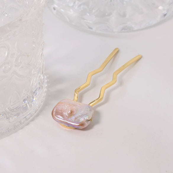 Wholesale Women's Stainless Steel Ushaped Handmade Geometric Pearl Hairpin