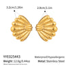 Wholesale Women's Stainless Steel Ushaped Striped Shell Earrings With 18K Gold Vacuum Real Gold Plated In Pvd Furnace Cute Geometric Style