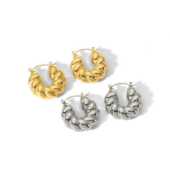 Wholesale Women's Stainless Steel Ushaped Twisted French Retro Electroplated Earrings