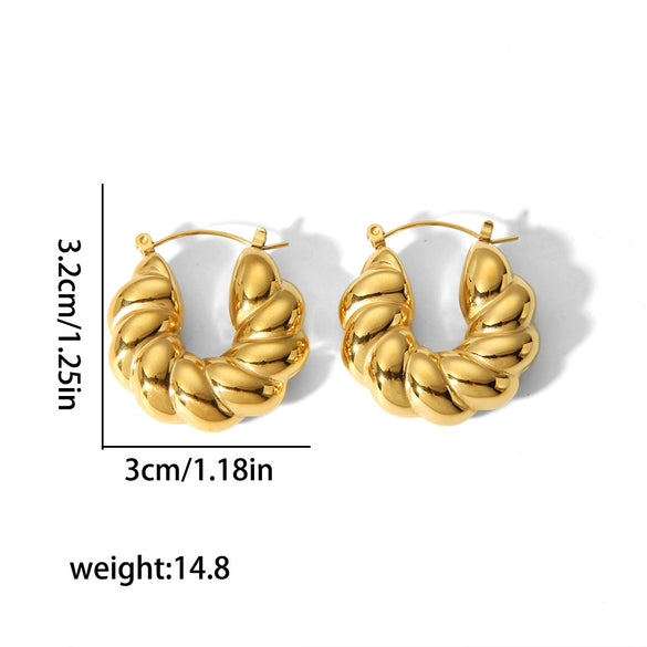 Wholesale Women's Stainless Steel Ushaped Twisted French Retro Electroplated Earrings