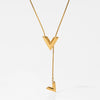 Wholesale Women's Stainless Steel V Shaped Letter Necklace With Snake Bone Chain And Electroplating