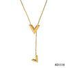 Wholesale Women's Stainless Steel V Shaped Letter Necklace With Snake Bone Chain And Electroplating