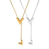 Wholesale Women's Stainless Steel V Shaped Letter Necklace With Snake Bone Chain And Electroplating