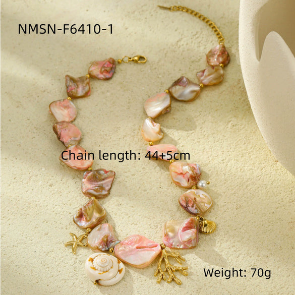 Wholesale Women's Stainless Steel Vacation Style Oceaninspired Clavicle Necklace
