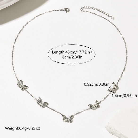 Wholesale Women's Stainless Steel Vacuum Plated Butterfly Pendant Necklace Choker
