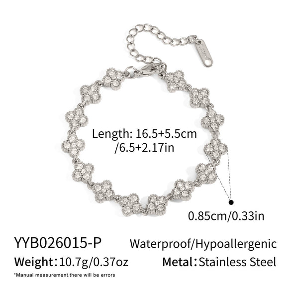 Wholesale Women's Stainless Steel Vacuum Plated Flower Pattern Chain Bracelet Hand Jewelry