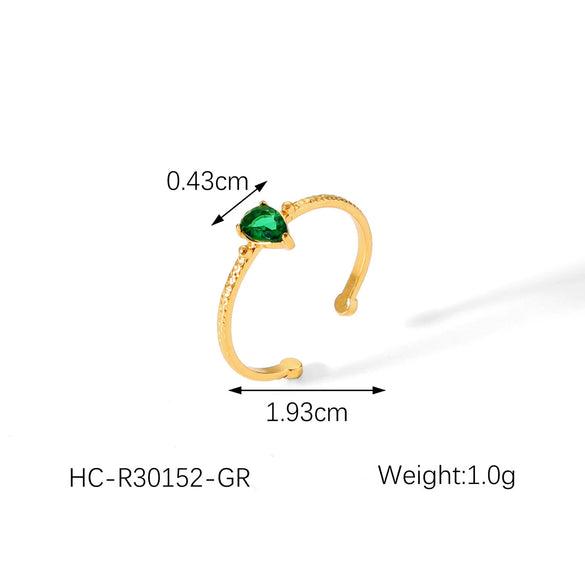 Wholesale Women's Stainless Steel Vintage Open Ring With Water Drop Hammer Pattern And 18K Gold Plated Electroplating Treatment