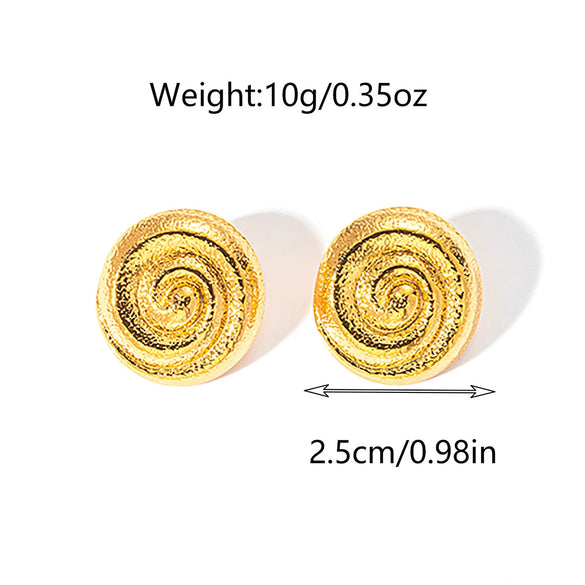 Wholesale Women's Stainless Steel Vortex Snail Shape Geometric Personality Minimalist Earrings With Electroplating