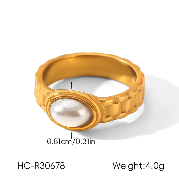 Wholesale Women's Stainless Steel Watch Strap Rings With Cable Knit Flowers Chain Geometric Shape Electroplated Design