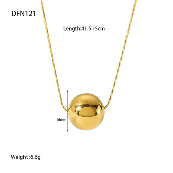 Wholesale Women's Stainless Steel Water Drop Pendant Necklace With Snake Bone Chain And Vacuum Real Gold Plating