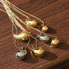 Wholesale Women's Stainless Steel Water Drop Pendant Necklace With Snake Bone Chain And Vacuum Real Gold Plating