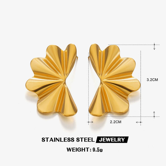 Wholesale Women's Stainless Steel Wave Shaped Electroplated Hip Hop Earrings