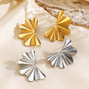 Wholesale Women's Stainless Steel Wave Shaped Electroplated Hip Hop Earrings