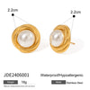 Wholesale Women's Stainless Steel White Pearl Electroplated Geometric Winding Thread Earrings With Original Design